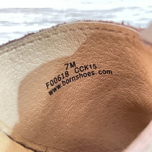 Born 7 Sandals Annette Bronze Brown Copper Leather Flower Platform Wedge Slides - Picture 10 of 12